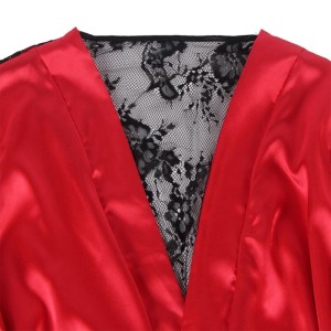 SUBBLIME - 954024 CARACO DOS TRANSPARENT EN DENTELLE STRING ROUGE-NOIR L-XL