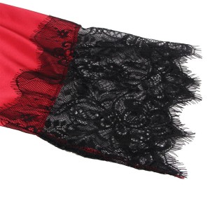SUBBLIME - 954024 CARACO DOS TRANSPARENT EN DENTELLE STRING ROUGE-NOIR L-XL