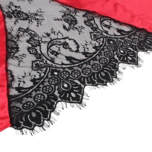 SUBBLIME - 954024 CARACO DOS TRANSPARENT EN DENTELLE STRING ROUGE-NOIR L-XL