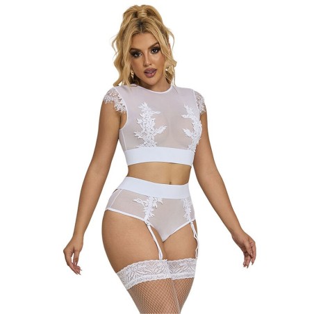 SUBBLIME - 954031 SOUTIEN-GORGE CULOTTE AVEC PORTE-JARRETELLES BLANC S-M