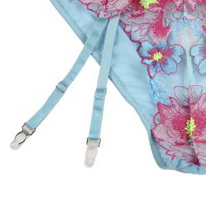 SUBBLIME - 954109 SOUTIEN-GORGE CULOTTE AVEC PORTE-JARRETELLES MOTIF FLORAL BLEU S-M