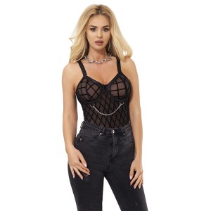 SUBBLIME - 954260 BODY AVEC CHAÎNES PORTE-JARRETELLES NOIR S-M