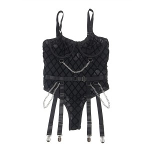 SUBBLIME - 954260 BODY AVEC CHAÎNES PORTE-JARRETELLES NOIR S-M