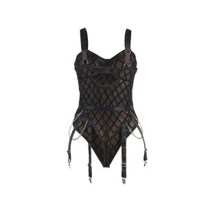 SUBBLIME - 9542277 BODY AVEC CHAÎNES PORTE-JARRETELLES NOIR L-XL