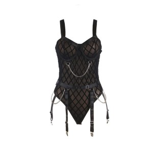 SUBBLIME - 9542277 BODY AVEC CHAÎNES PORTE-JARRETELLES NOIR L-XL