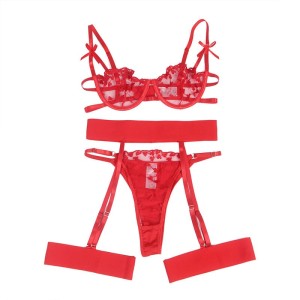SUBBLIME - 954321 SOUTIEN-GORGE STRING PORTE-JARRETELLES IMPRIMÉ COEUR ROUGE S-M
