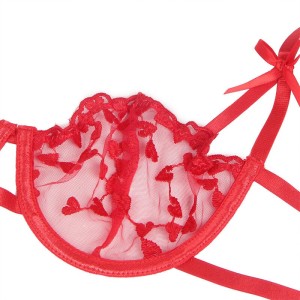 SUBBLIME - 954321 SOUTIEN-GORGE STRING PORTE-JARRETELLES IMPRIMÉ COEUR ROUGE S-M