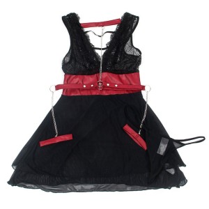 SUBBLIME - 954420 ROBE BONDAGE EN DENTELLE NOIRE S-M
