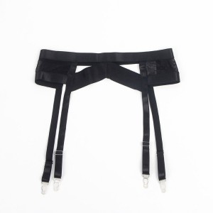 SUBBLIME - 955236 ENSEMBLE SOUTIEN-GORGE BONDAGE NOIR AVEC JARRETELLE S-M