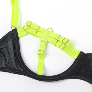 SUBBLIME - 955274 ENSEMBLE SOUTIEN-GORGE AVEC COLLIER ET DÉTAILS DE JAMBES VERT FLUORESCENT S-M