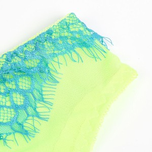 SUBBLIME - 955328 ENSEMBLE SOUTIEN-GORGE AVEC LIGNES DENTELLE ET JARRETELLE VERT ET BLEU L-XL