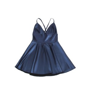 SUBBLIME - 955427 ROBE À BRETELLES EN CUIR BLEU L-XL