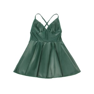 SUBBLIME - 955441 ROBE À BRETELLES EN CUIR VERT L-XL