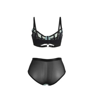 SUBBLIME - 955557 ENSEMBLE SOUTIEN-GORGE EN CUIR VERNI VERT AVEC FERMETURE ÉCLAIR S-M
