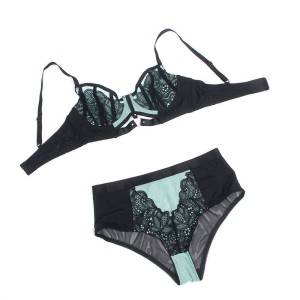 SUBBLIME - 955557 ENSEMBLE SOUTIEN-GORGE EN CUIR VERNI VERT AVEC FERMETURE ÉCLAIR S-M