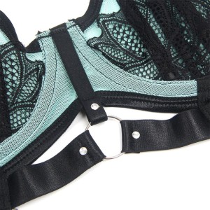 SUBBLIME - 955557 ENSEMBLE SOUTIEN-GORGE EN CUIR VERNI VERT AVEC FERMETURE ÉCLAIR S-M