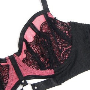 SUBBLIME - 955571 ENSEMBLE SOUTIEN-GORGE EN CUIR VERNI ROSE AVEC FERMETURE ÉCLAIR S-M