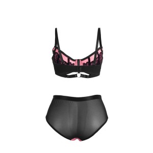 SUBBLIME - 955588 ENSEMBLE SOUTIEN-GORGE EN CUIR VERNI ROSE AVEC FERMETURE ÉCLAIR L-XL