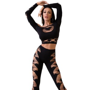 CHILIROSE - CR 4436 TOP and LEGGINS NOIR S-L