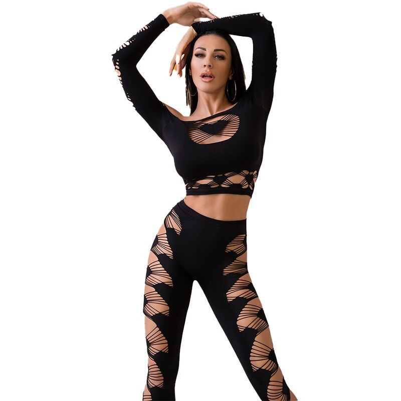 CHILIROSE - CR 4436 TOP and LEGGINS NOIR S-L