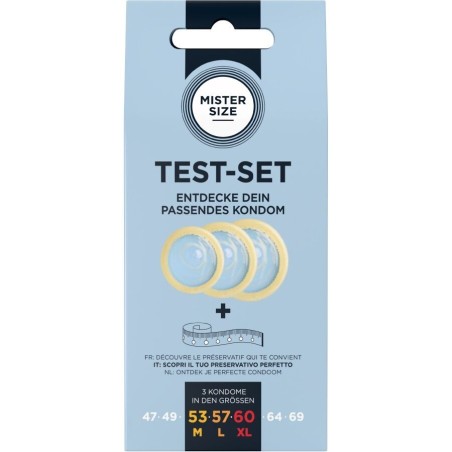 MISTER SIZE - KIT DE TEST: 3 PRÉSERVATIFS DE TAILLES DIFFÉRENTES MÉLANGE À POINTS