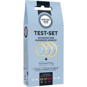 MISTER SIZE - KIT DE TEST: 3 PRÉSERVATIFS DE TAILLES DIFFÉRENTES MÉLANGE À POINTS