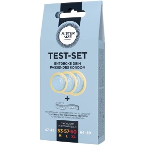 MISTER SIZE - KIT DE TEST: 3 PRÉSERVATIFS DE TAILLES DIFFÉRENTES MÉLANGE À POINTS