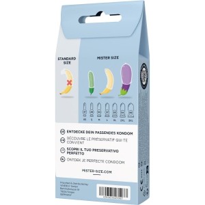 MISTER SIZE - KIT DE TEST: 3 PRÉSERVATIFS DE TAILLES DIFFÉRENTES MÉLANGE À POINTS