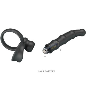 PRETTY LOVE - ANNEAU PÉNIS VIBRANT TATUM AVEC PLUG 10 VIBRATIONS NOIR