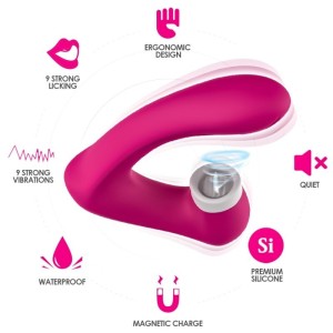 ARMONY - SECRETKISS LÉCHAGE DE CLIT VIBRANT ET VIBRATEUR FUCHSIA COURBÉ