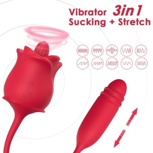 ARMONY - 3-EN-1 ROSE, STIMULATEUR, ASPIRATION ET UPandDOWN AVEC QUEUE ROUGE