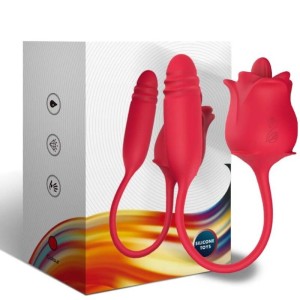 ARMONY - 3-EN-1 ROSE, STIMULATEUR, ASPIRATION ET UPandDOWN AVEC QUEUE ROUGE