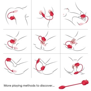 ARMONY - STIMULATEUR DASPIRATION ET VIBRATEUR ROSE 2 EN 1 10 MODES AVEC QUEUE ROUGE