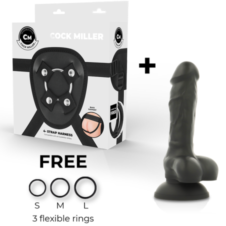 COCK MILLER - HARNAIS SILICONE DENSITÉ COCKSIL ARTICULABLE NOIR 13 CM