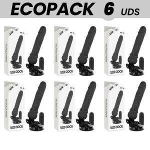 ECOPACK 6 UNITÉS - BASECOCK VIBRATEUR RÉALISTE TÉLÉCOMMANDE NOIR 19.5 CM -O- 4 CM