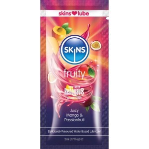 SKINS - LUBRIFIANT FRUITÉ À BASE DEAU MANGUE ET FRUIT DE LA PASSION DOSE UNIQUE 5 ML