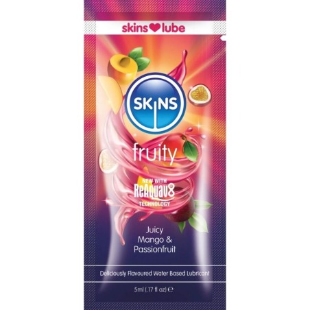 SKINS - LUBRIFIANT FRUITÉ À BASE DEAU MANGUE ET FRUIT DE LA PASSION DOSE UNIQUE 5 ML