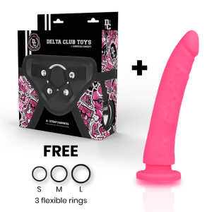 DELTA CLUB - TOYS HARNAIS DONG SILICONE ROSE 17 CM -O- 3 CM