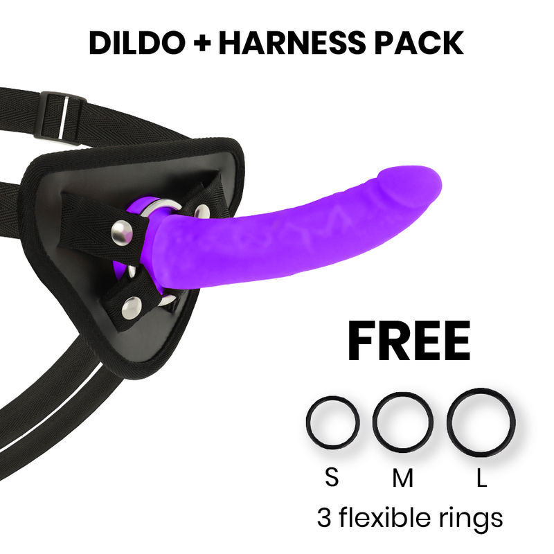DELTA CLUB - TOYS HARNAIS DONG SILICONE VIOLET 17 CM -O- 3 CM