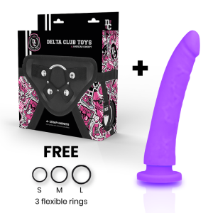 DELTA CLUB - TOYS HARNAIS DONG SILICONE VIOLET 17 CM -O- 3 CM