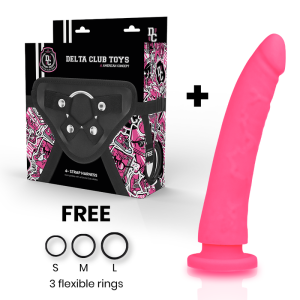 DELTA CLUB - TOYS HARNAIS DONG SILICONE ROSE 20 CM -O- 4 CM