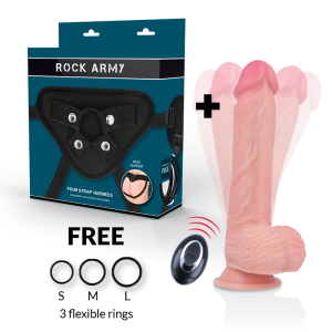 ROCKARMY - HARNAIS VIBRATEUR SILICONE LIQUIDE PREMIUM TÉLÉCOMMANDE APACHE 20.5 CM -O- 4.62 CM