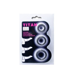 BAILE - TITAN SET 3 PCS COCK RING NOIR 2.8 2.4 1.9 CM