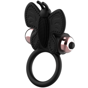 COQUETTE CHIC DESIRE - COCKRING PAPILLON AVEC VIBRATEUR NOIR- OR