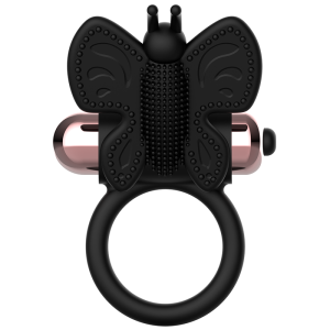 COQUETTE CHIC DESIRE - COCKRING PAPILLON AVEC VIBRATEUR NOIR- OR