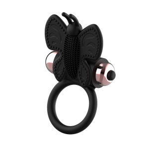 COQUETTE CHIC DESIRE - COCKRING PAPILLON AVEC VIBRATEUR NOIR- OR