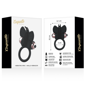 COQUETTE CHIC DESIRE - COCKRING PAPILLON AVEC VIBRATEUR NOIR- OR