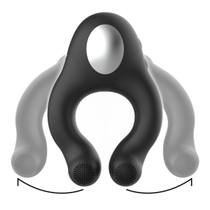 BLACKandSILVER - ANNEAU VIBRATEUR EN SILICONE 3 MOTEURS RECHARGEABLE NOIR