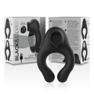 BLACKandSILVER - ANNEAU VIBRATEUR EN SILICONE 3 MOTEURS RECHARGEABLE NOIR
