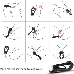 ARMONY - VEYRON DOUBLE VIBRATEUR ANNEAU JOUET POUR COUPLES TÉLÉCOMMANDE NOIR